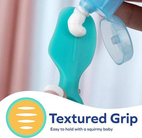 Nuby Diaper Cream Soft Silicone Brush with Suction Base & Hygienic Travel Case, Mini Size, Aqua...