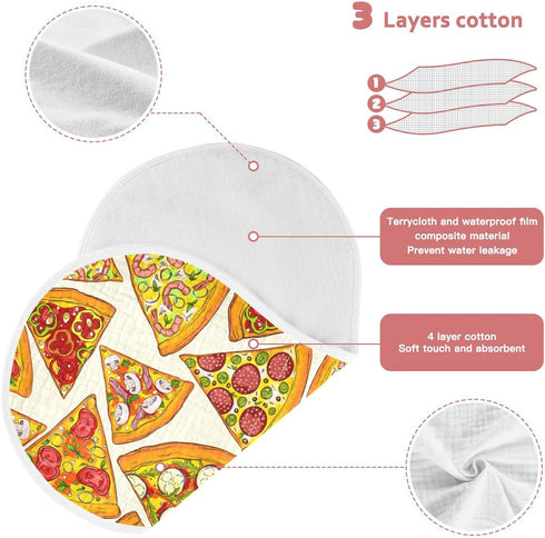 Pizza Slice With Fruit Vegetable Muslin Burp Cloths for Baby 1 Pack Soft 100% Cotton Baby Washcloths Bibs for Boy Girl...