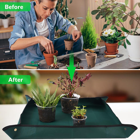 Oubest Plant Repotting Mat Thickened Oxford Fabric Indoor Plants Potting Mat 29.5"x29.5" Medium, Waterproof Transplanting and Dirt Control, Pottin...