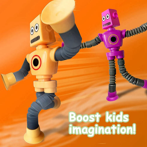 Pop Tubes Robot Toys Fidget Toy 8 Packs Telescopic Suction Cup Robotics Toys Autism Sensory Toys for Toddlers Boys Girls Party Favors (8 pcs)...