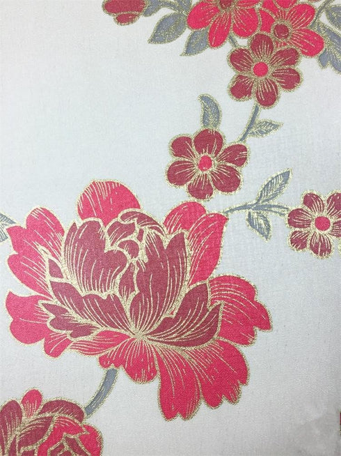 Moyishi Vintage Floral Flower Paper Peel & Stick Shelf Liner Dresser Drawer Sticker 17.7''x78.7'' (Red)...