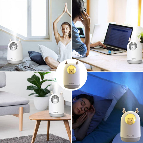 Cool Mist USB Humidifier with Adjustable Mist Mode, 300ml Water Tank Lasts Up to 10 Hours, 7 Color LED Lights Changing, Waterless Auto Shut-off fo...