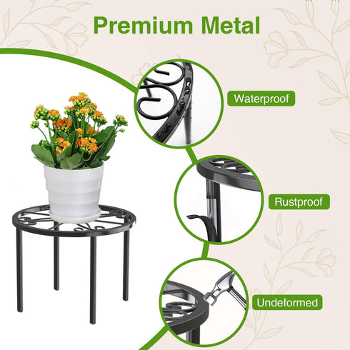 1PCS Plant Stand-9.06IN Flower Pot Stand, Plant Holder Heavy Duty Iron Plant Pot Shelf, Anti-rust Round Plant Rack for Room Indoor and Outdoor Cou...