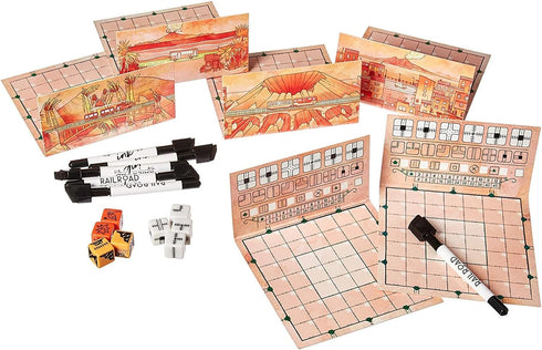 Railroad Ink: Blazing Red Edition - Roll Dice and Draw Railways and Routes, 7 Rounds to Expand Your Rail Map - Expansion Dice Included, Plays with...
