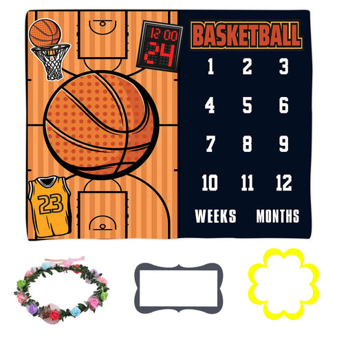 Baby Age Blanket, Personalized Holiday Blanket for Newborn Baby Shower, Basketball Jersey Photography Background Prop for Neutral Newborn Baby, Ba...