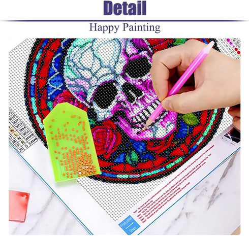 Skull Diamond Painting Kits Skeleton Flower Diamond Art,5D DIY Diamond Painting for Adults,Halloween Gem Art for Adults Wall Home Decor 12x12 inch...