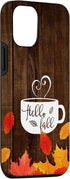 Hello Fall Coffee Mug Autumn Leaves Happy Fall Feeling Case for iPhone 12/12 Pro...