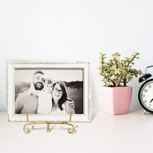 Tatuo 4 Packs Plate Holder for Display, 4 Inch Gold Plate Stand, Iron Easel Photo Holder Stand for Home Decoration...