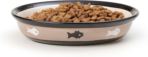 PetRageous 10070 Oval City Pets Stoneware Cat Bowl 6.25-Inch Wide and 1.5-Inch Tall Saucer with 1-Cup Capacity is Dishwasher and Microwave Safe fo...