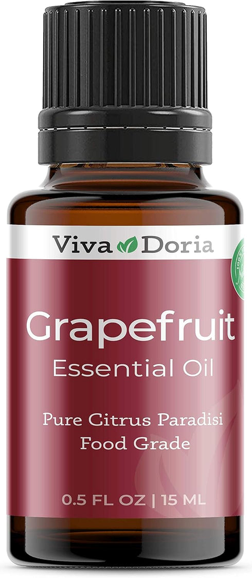 Viva Doria 100% Pure Grapefruit Essential Oil, Undiluted, Food Grade, 15 ml (0.5 Fluid Ounce)...