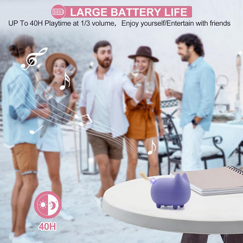 2PCS Cute Bluetooth Speaker, Mini Cat Portable Wireless Speakers with Stereo Sound, Built-in Mic, Dual Pairing,40H Playtime for Room, Desk Decor, ...