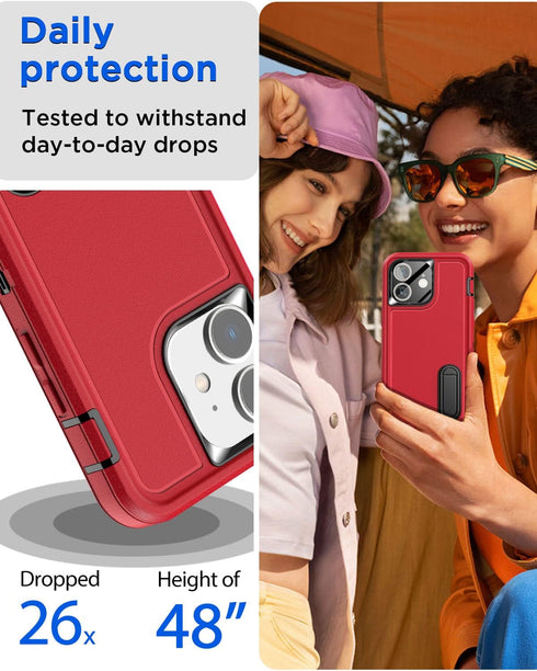 AICase for iPhone 11 Case Built-in Kickstand with Glass Screen Protector+Camera Lens,Heavy Duty Drop Protection Full Body Rugged Shockproof Milita...