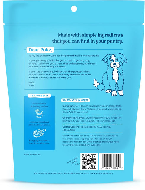 Poke's Bac'n Me Crazy Treats for Dogs, Limited Ingredient & Natural Dog Treats, Wheat-Free & Made in The USA, Bacon & Peanut Butter Soft & Chewy T...