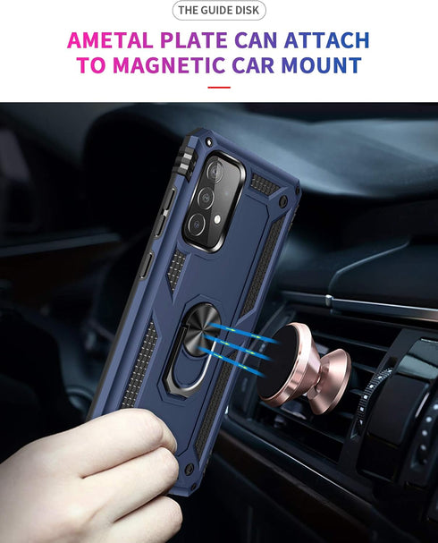 Military Grade Drop Impact for Samsung Galaxy A52 5G Case 360 Metal Rotating Ring Kickstand Holder Armor Heavy Duty Shockproof Case for Galaxy A52...