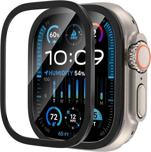 YMHML for Apple Watch Ultra 2 Screen Protector Case 49mm, 2023 Titanium Alloy Frame with Tempered Glass, Waterproof Bubble-Free HD Clear Full Prot...