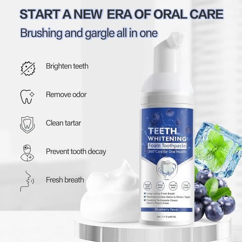 2 Packs Foam Toothpaste, Whitening Toothpaste, Baking Soda Toothpaste, Ultra-fine Mousse Foam Deeply Cleaning Gums, for Great Oral Care & Whitenin...