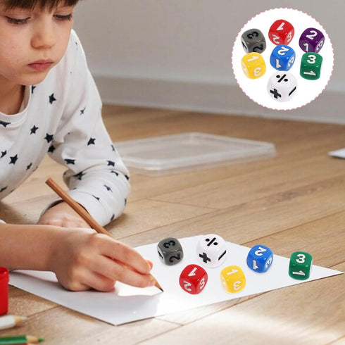 Role Playing Dice 7pcs Number Suits Role Playing Dice Party Game Dices Mathematics Sign Dice Math Dices Set Teaching Auxiliary Tool Acrylic Cospla...