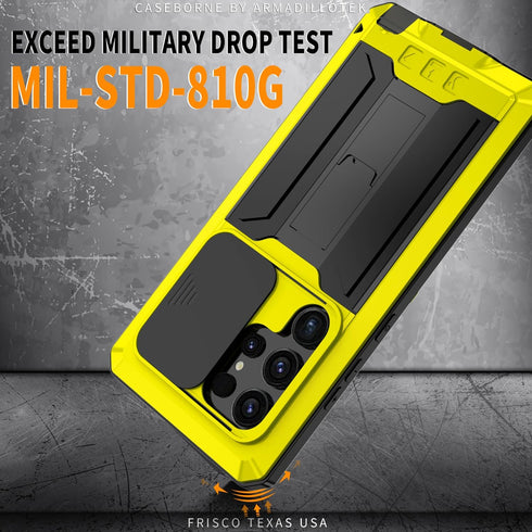 for Samsung Galaxy S24 Ultra 5G Case, Aluminum Metal Gorilla Glass Waterproof Shockproof Military Heavy Duty Sturdy Protector Cover,with Sliding C...