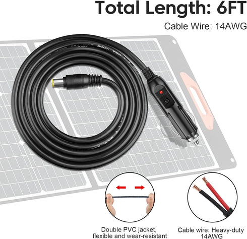 14AWG Car Cigarette Lighter to DC DC7909 Male Connector Adapter Cable 12V/24V DC 8mm Car Charger Power Supply Cord with 15A Fuse Use for Car Truck...