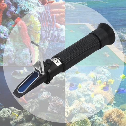 AUTOUTLET Salinity Refractometer for Aquarium Salinity Tester with ATC and Dual Scale 0-100‰ & 1.000-1.070 Specific Gravity Saltwater Tester for S...