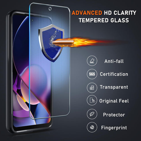 for Motorola Moto G Stylus 5G 2024 Case with Tempered Glass Screen Protector,Heavy Duty Rugged Shockproof Full Body Protective Cover,Black Matte...
