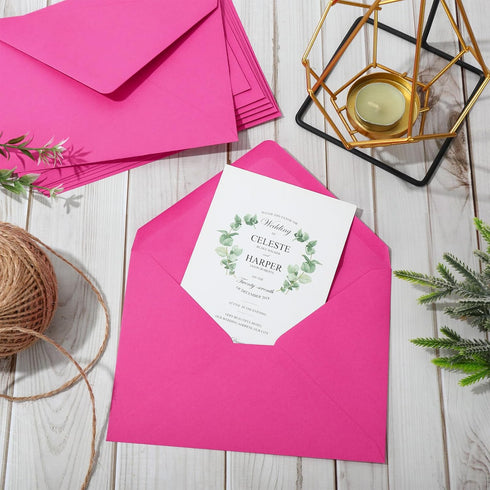 Whaline 50Pcs A7 Invitation Envelopes Set Hot Pink Greeting Card Envelopes V-Flap Envelopes Gift Card Sleeves for Mailing Envelopes Sending Card, ...