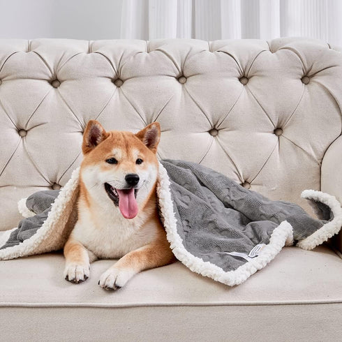 Qeils Dog Blankets for Small Dogs - Waterproof Cat Blanket Washable - Sherpa Fleece Puppy Blanket, Soft Plush Reversible Throw Protector for Bed C...