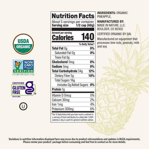 Made In Nature Organic Dried Pineapples, 7.5 Ounce (Pack of 1) – Vegan Snack, Non-GMO, Unsulfured, Gluten Free, Kosher...