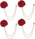 4pcs Rose Lapel Brooch with Hanging Chain, Handmade Rose Flower Brooch Badge Tassel Chain Men's Suit Accessories...