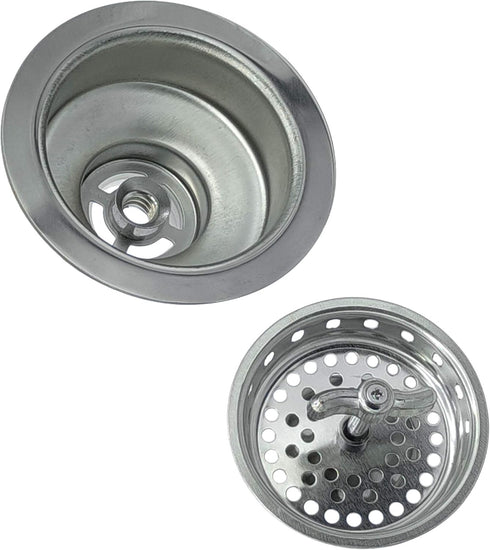 Spin and Seal Kitchen Basket Strainer Solid Stainless Steel Construction Fits 3-1/2"-4" Universal Fit, Removable Spin and Seal Strainer Assembly, ...