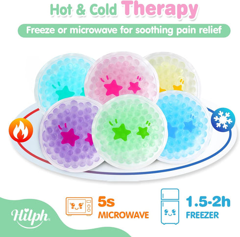 Hilph Small Ice Packs, Reusable Boo Boo Ice Packs for Kids, Toddler Injuries Mini Gel Beads Ice Packs Hot Cold Compress for Children's Pain Relief...