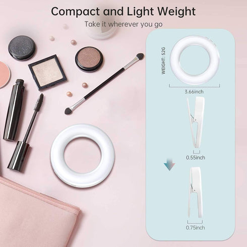 Benbilry Clip On Selfie Ring Light, Compatible with iPhone 15/14/13/12 Series, Rechargeable Mini Circle Lights with 3 Modes / 4-Level Brightness f...