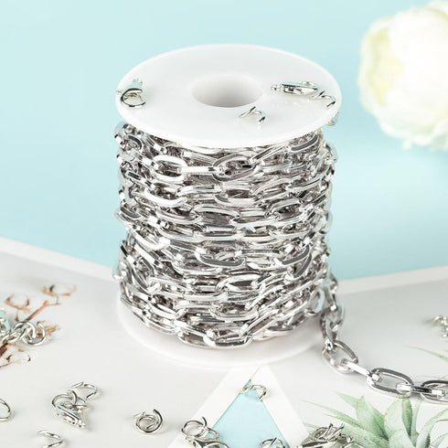 YOUBEIYEE 16.4 Feet Aluminum Chains for Jewelry Making Large Paperclip Chain Necklace DIY Making for Men and Women Jewelry Supplies Findings...