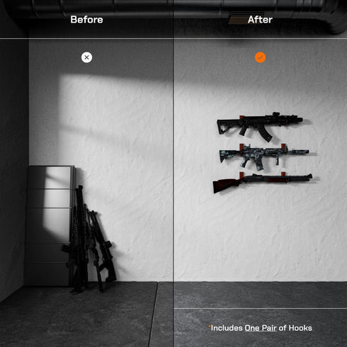Hold Up Displays Gun Wall Mount, AR Wall Mount, Rifle Wall Mount, Shotgun Holder, Bow Wall Hanger, Gun Hooks for Wall, Walnut Hardwood Gun Display...
