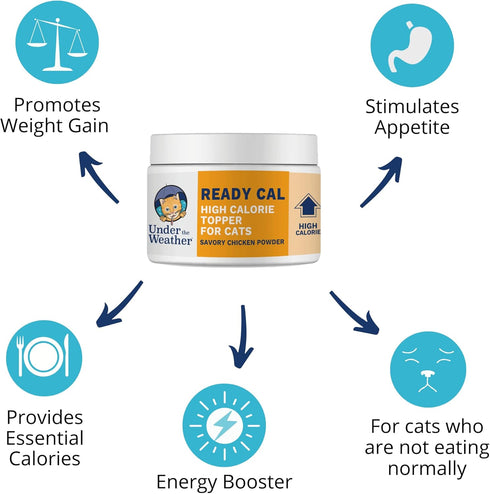Under the Weather Ready Cal Powder for Cats | High-Calorie, Weight Gainer, Appetite Stimulant, Energy Booster Pet Supplement | 8 Ounces...