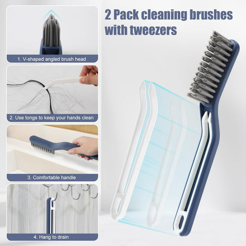 2pcs Hard Bristle Crevice Cleaning Brushes, Multifunctional Gap Cleaning Brush Detail Cleaner Tool Scrub Brush for Household Use Kitchens Bathroom...
