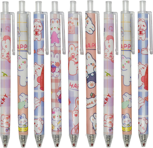 Maydahui 12PCS Rabbits Carrots Gel Pen Cute Cartoon Pens Retractable Printing Pen Black Ink for Students Office School Supply...