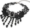 COOLSTEELANDBEYOND Gothic Victorian Nostalgic Black Lace Choker Necklace with Dangling Black Bead Charms Link Chain...