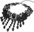 COOLSTEELANDBEYOND Gothic Victorian Nostalgic Black Lace Choker Necklace with Dangling Black Bead Charms Link Chain...