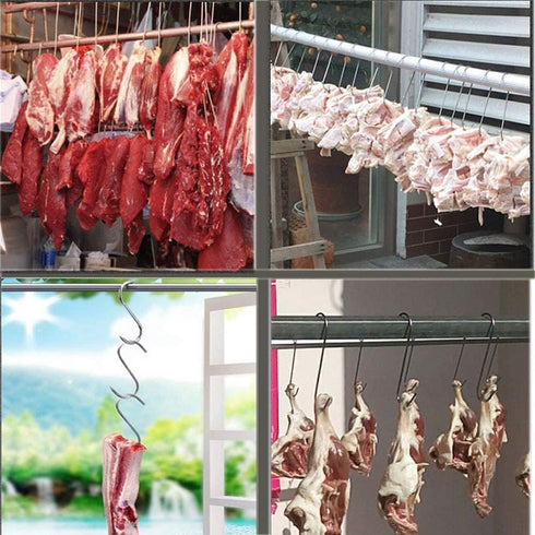 Stainless Steel Meat Hooks, 20Pcs, S-Shaped, Wall Mount, Heavy Duty, 15CM, for Kitchen, Smoking, Drying, Storage...