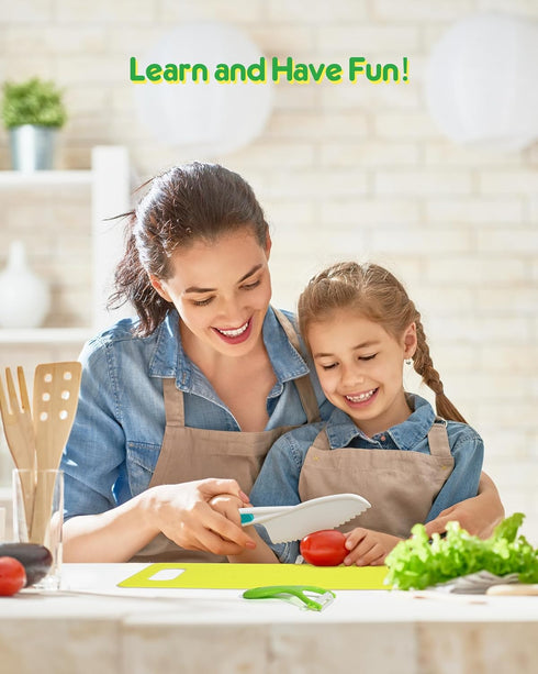 Kids Knife Set, 5 Pieces Montessori Kitchen Tools for Toddlers' Real Cooking, Kids Safe Kitchen Cooking and Baking Knife Set with Peeler, Cutting ...