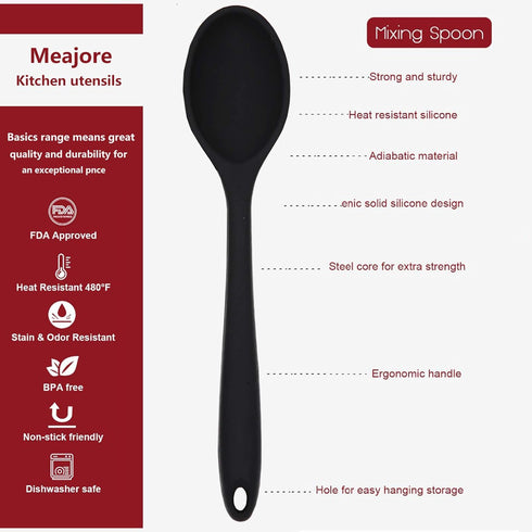 2 Pcs Silicone Spoons for Cooking Heat Resistant, Hygienic Design Cooking Utensi Mixing Spoons for Kitchen Cooking Baking Stirring Mixing Tools (B...