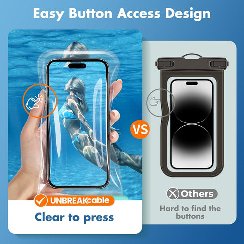 UNBREAKcable Waterproof Phone Pouch, IPX8 Universal Waterproof Phone Case Dry Bag with Lanyard for iPhone 14 13 12 11 Pro Max XR X XS SE 8 Plus Sa...