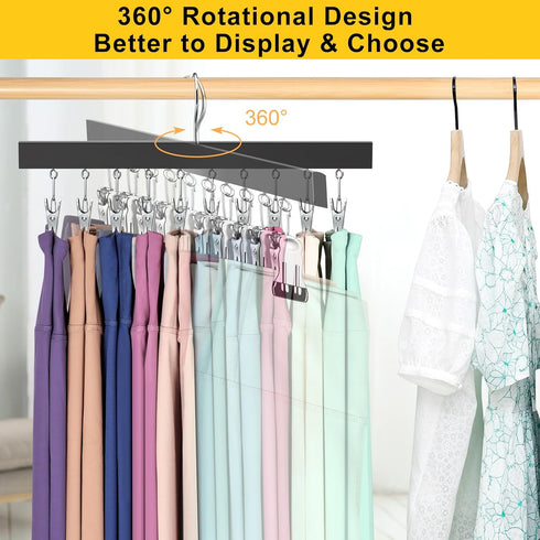 Legging Organizer for Closet, Pants Hangers with Clips Holds 20 Leggings, Jeans, Hats, Shorts, Socks, 360° Rotating Space Saving Hanging clothes o...