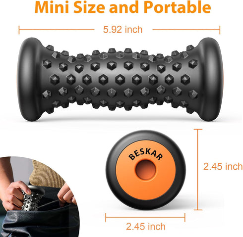 BESKAR Foot Massager Roller for Plantar Fasciitis Relief, Portable, Deep Tissue Muscle Massage, Foot Arch and Heel Pain, Reflexology Tool...