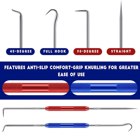 Zhehao Double Pointed Scriber, Metal Scribe Tool Hook and Pick Tool Set Straight 45 Degree 90 Degree Tip Marking Tool for Machinists, Technicians ...