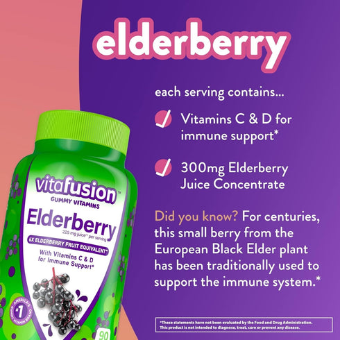 Vitafusion Elderberry Gummy Vitamins, 90ct Elderberry Gummy Vitamins, Chewables, 90 Count...