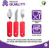 3 Piece Super Easy Grip Red Flatware Set - Bendable Built Up Large Fork, Knife, and Spoon - Red...