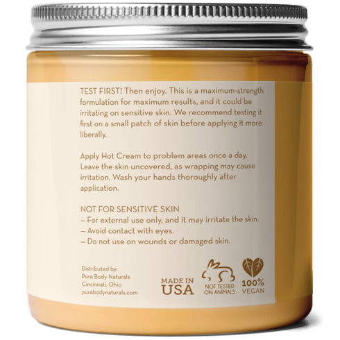 Pure Body Naturals Max Strength Hot Cream - Natural Muscle Pain Relief Cream for Sore Muscles, Arthritis Pain, Sports Injuries, Chronic Pain, and ...