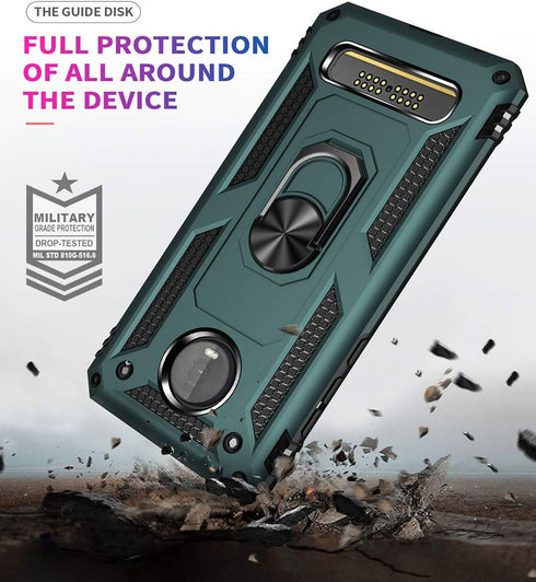 Moto Z4 Case - Military Grade Shock-Absorption Bumper Cover with Anti-Scratch Protection, Ring Car Mount Kickstand - Teal...